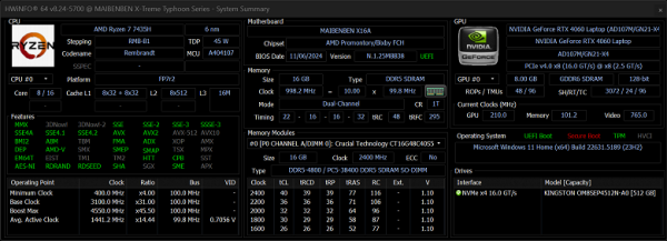 Обзор игрового ноутбука Maibenben Typhoon X16A на базе AMD Ryzen 7 7435 и Nvidia GeForce RTX 4060 Laptop Обзор игрового ноутбука Maibenben Typhoon X16A на базе AMD Ryzen 7 7435 и Nvidia GeForce RTX 4060 Laptop